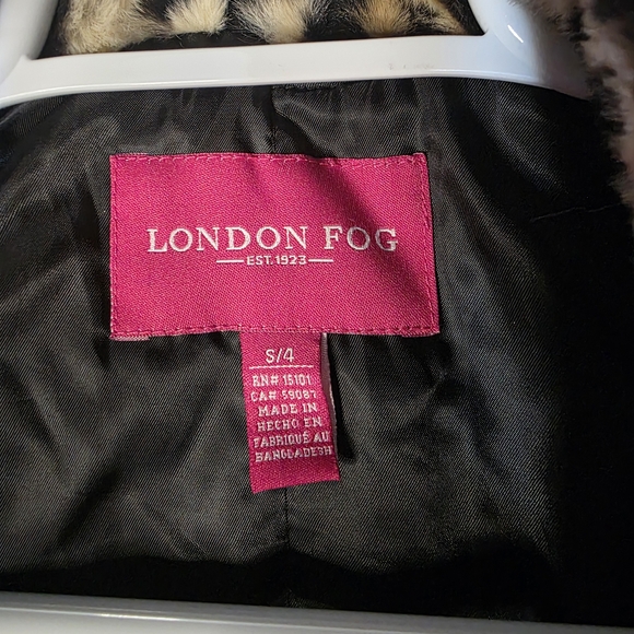 London Fog Black Coat with Leopard Accents - Picture 4 of 4